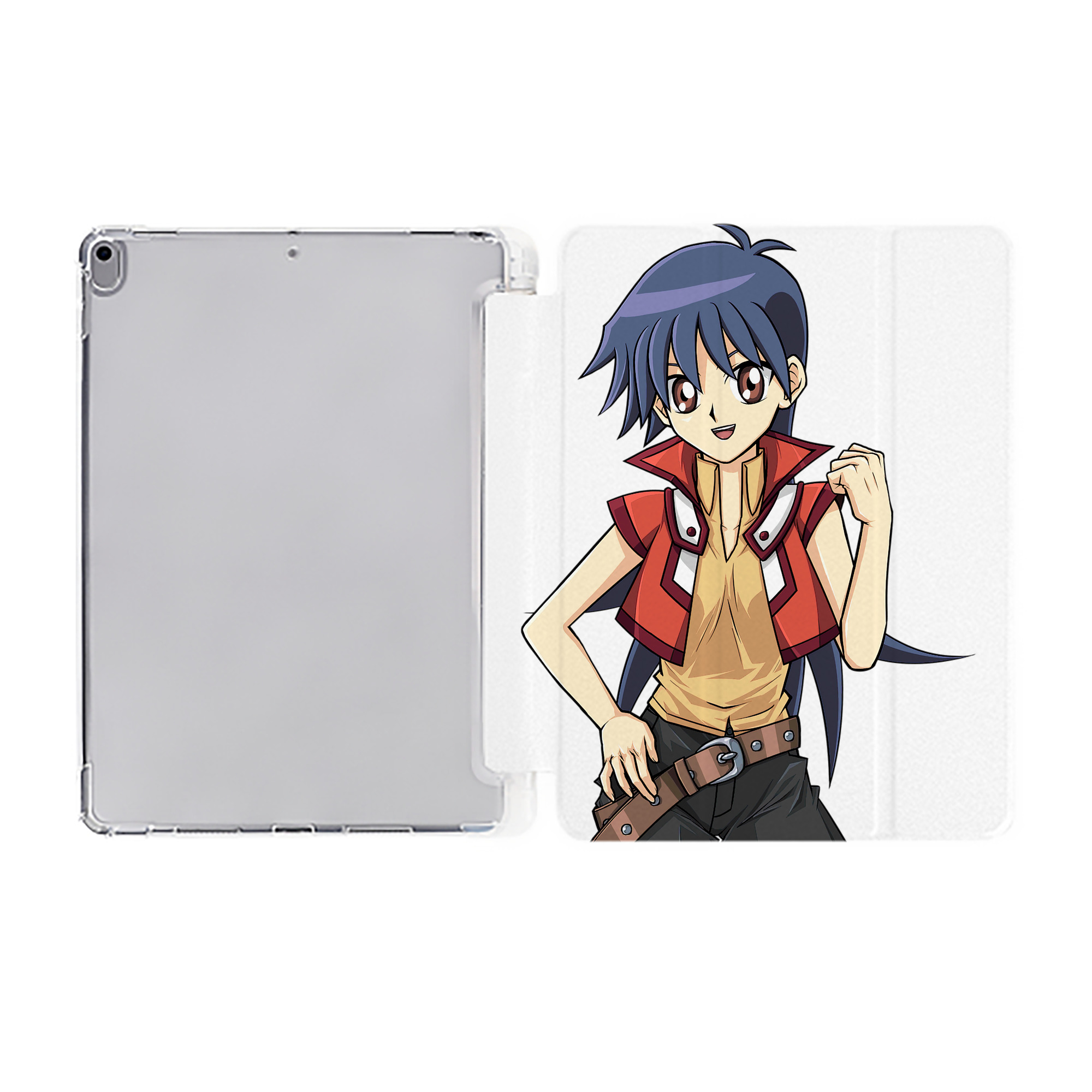 （画像用） 遊☆戯☆王 Yu-Gi-Oh! IPad ケース ペン収納付き 三つ折りスタンド PUレザー×シリコン 対応機種9.5/10.5/10.9インチ